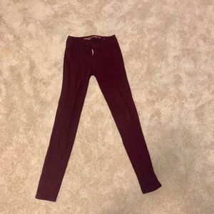 American Eagle Outfitters burgundy skinny jeans